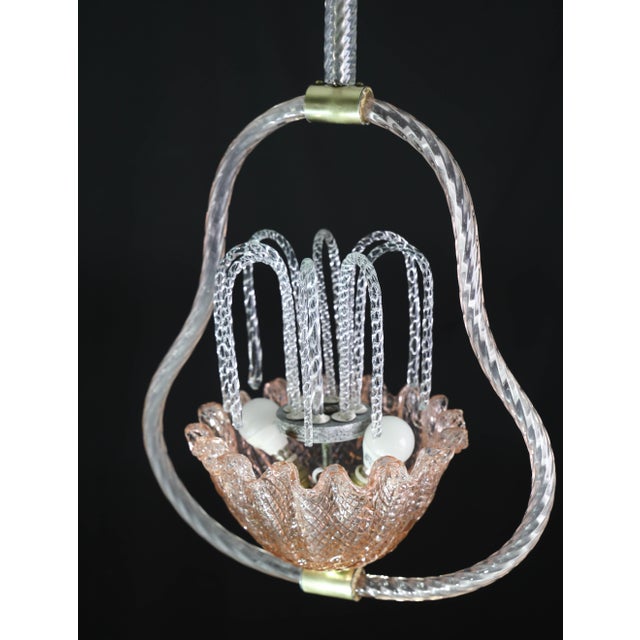 1950s Charming Pink and Trasparent Murano Glass Chandelier by Barovier E Toso For Sale - Image 15 of 16