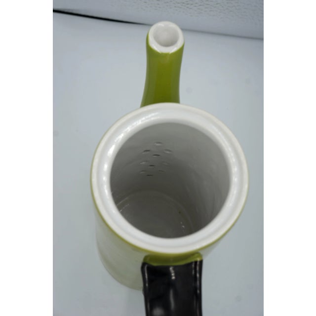 2000s California Pantry Avocado Green Ceramic Tea Pot For Sale - Image 4 of 5