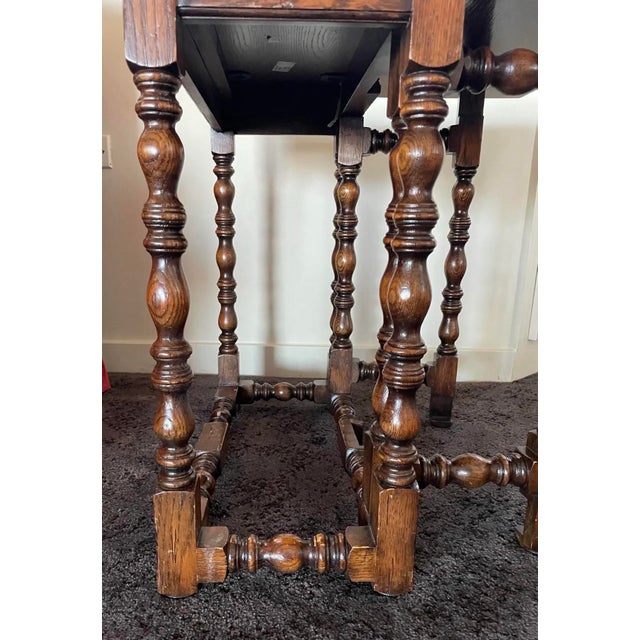1980s 1980s English Oak Flip Top Gateleg End Table For Sale - Image 5 of 10