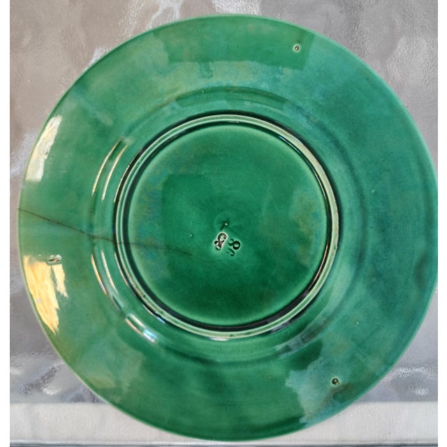 Antique 19th Century Minton Majolica Green Leaf Basketweave Plates - Set of 4 For Sale - Image 11 of 16