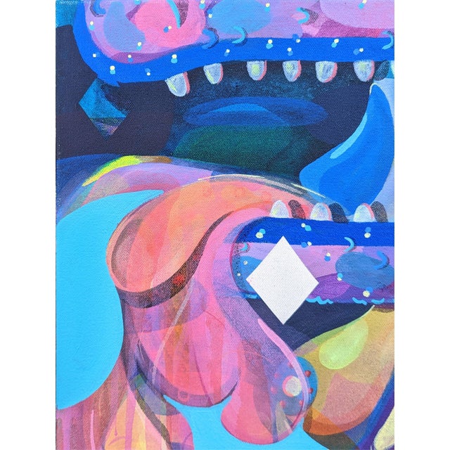 2020s Cecilia Beaven Contemporary Abstract Purple and Blue Toned Biomorphic Dragon Figure Painting, 2021 For Sale - Image 5 of 11