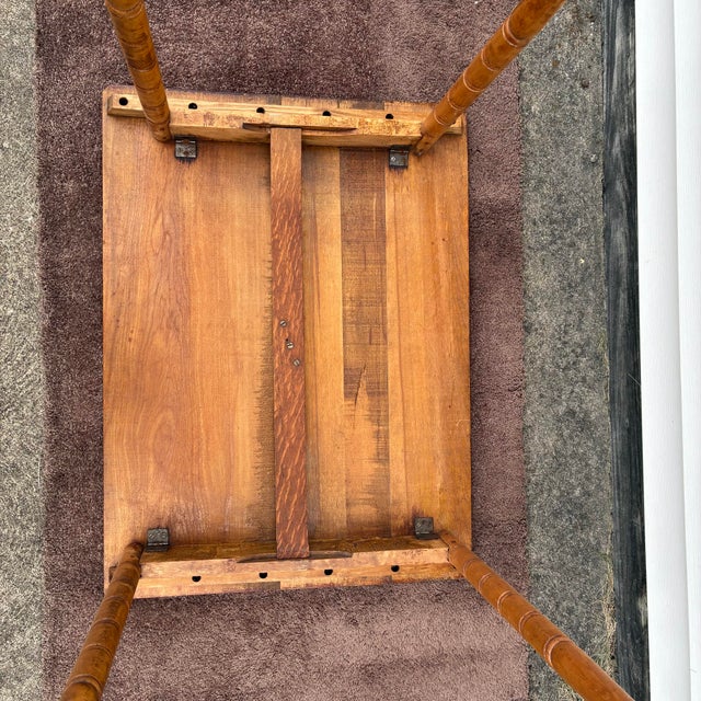 Late 19th Century Antique American Folding Sewing Table With Faux Bamboo Legs For Sale - Image 11 of 12