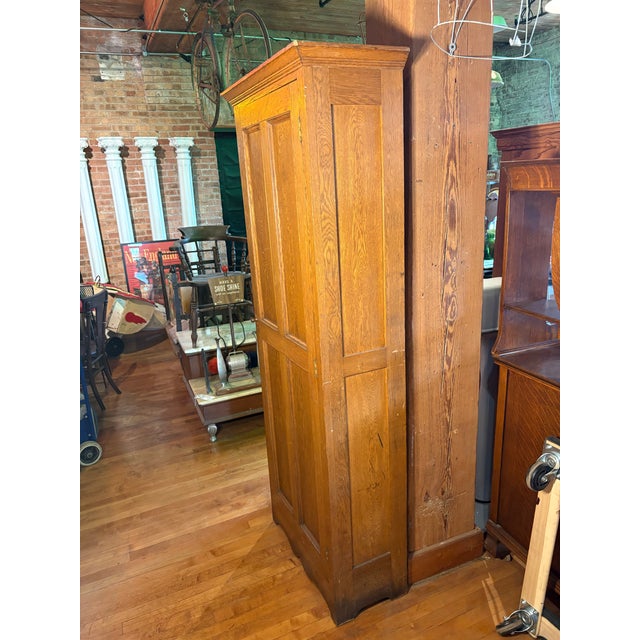 Vintage Railroad Office Oak Filing Caninet For Sale - Image 4 of 9