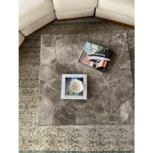 1970s Vintage Grayscale Marble Coffee Table For Sale - Image 9 of 12