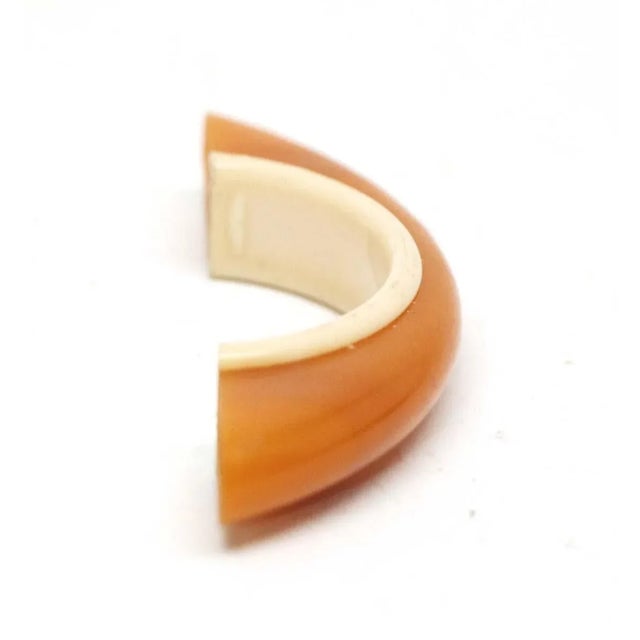 Vintage 3 In. Mid Century Orange & White Plastic Bridge Pull For Sale - Image 4 of 6