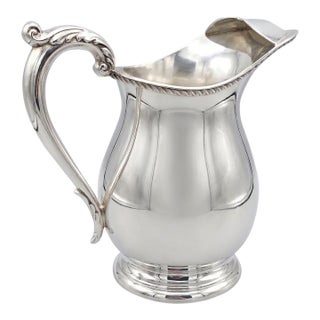 Silver-Plated Pitcher, 8" Height, Decorative Handle and Rim For Sale