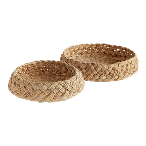 Abaca French Braided Baskets, Set Of 2