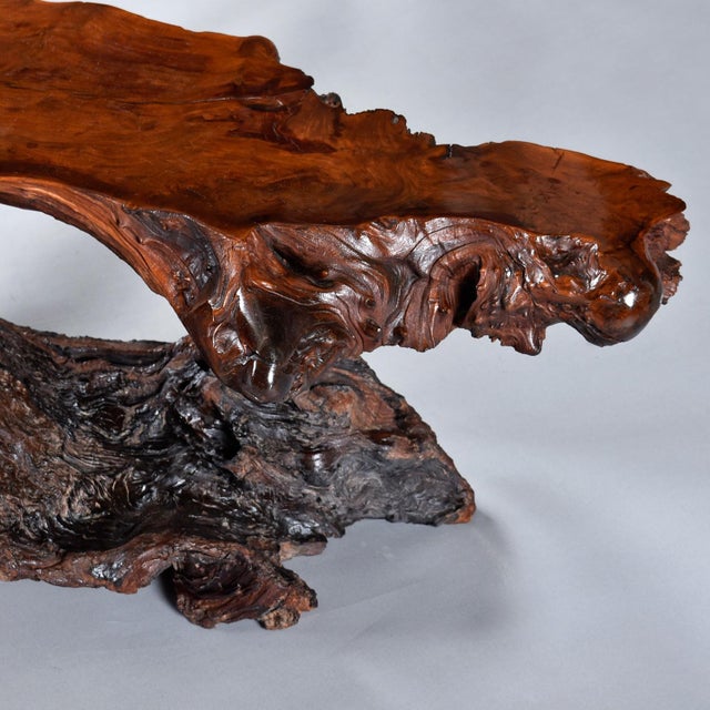 Nakashima Style Live Edge Redwood Burl Root Stump Slab Coffee Table For Sale - Image 18 of 18