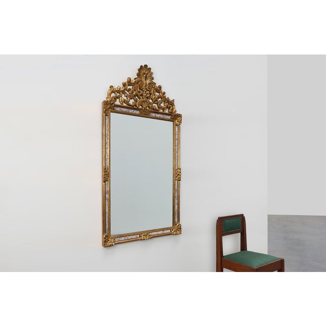 Rococo Rococo Style Giltwood Mirror by Deknudt, Belgium, 1950s For Sale - Image 3 of 12