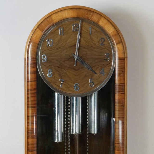 Vintage Longcase Clock in Walnut, 1930s For Sale - Image 3 of 9