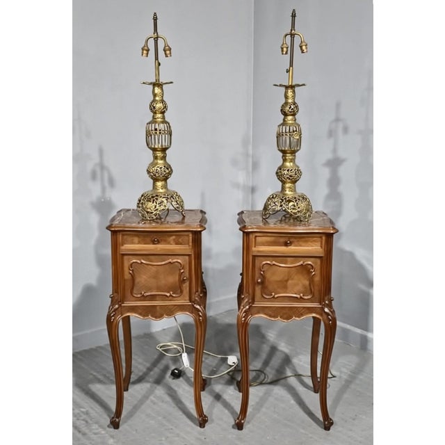 Large French Brass Candlesticks, 1910s, Set of 2 For Sale - Image 6 of 6