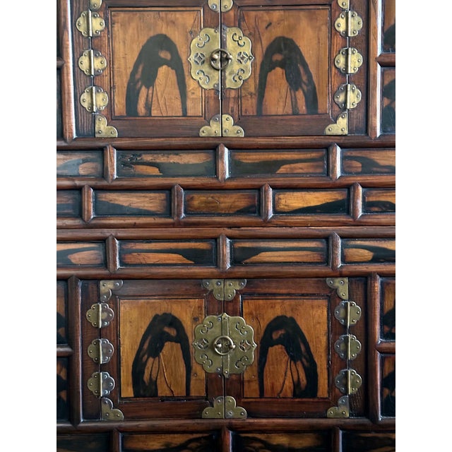 Persimmon Korean Antique Pine and Persimmon Wood Stacking Nong Cabinets For Sale - Image 8 of 18