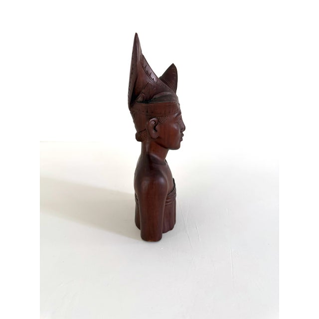 Mid Century Carved Wood Balinese Bust For Sale - Image 4 of 13