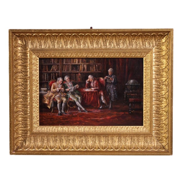 Italian Artist, Interior Scene, 1941, Oil on Panel, Framed For Sale