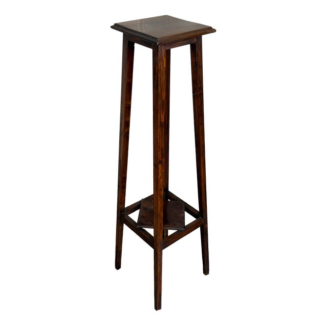 Wood 2-Tier Pedestal Column Plant Stand, 1960s For Sale
