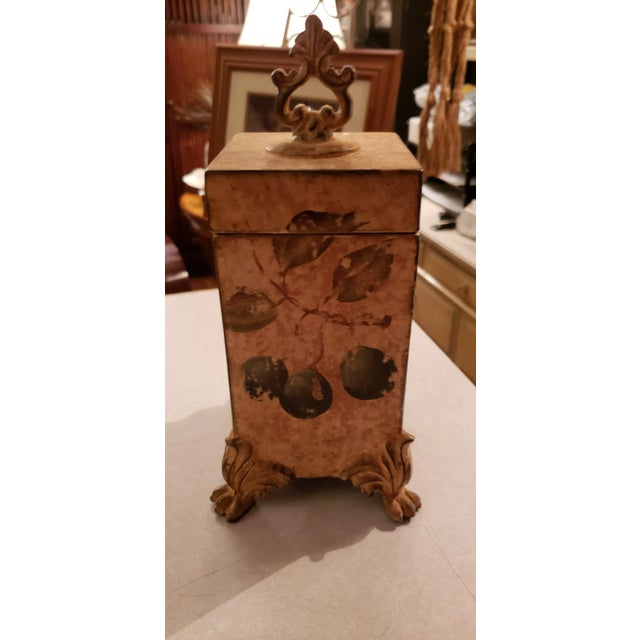 Mid-Century Modern Vintage Hosley Tm Hand Painted Potteries Canister With Claw Feet and Lid For Sale - Image 3 of 9