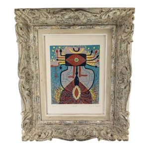 1970's Mid Century Contemporary Modern Abstract Print Signed Illegibly