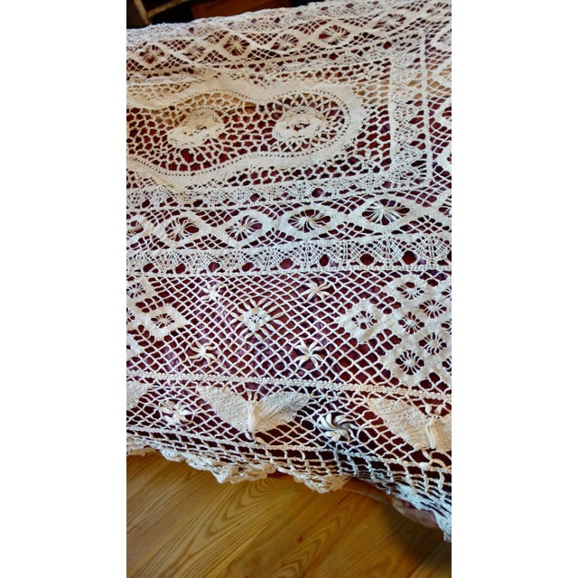 Antique Bobbin Lace Bed Throw For Sale In Minneapolis - Image 6 of 18