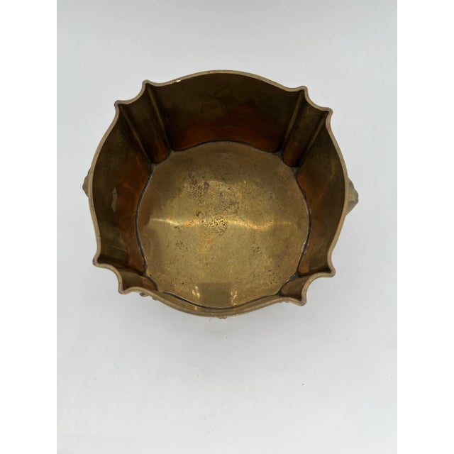 Metal Polished Brass Jardiniere With Rams Head Handles by Mottahedeh For Sale - Image 7 of 10