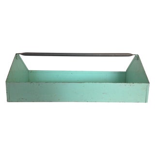 Vintage Aqua Metal Tool Box For Sale