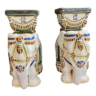 Hollywood Regency Style Chinese Elephant Planters- a Pair For Sale