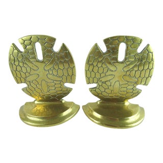 Vintage Penco Brass Sand Dollar Bookends - a Pair For Sale