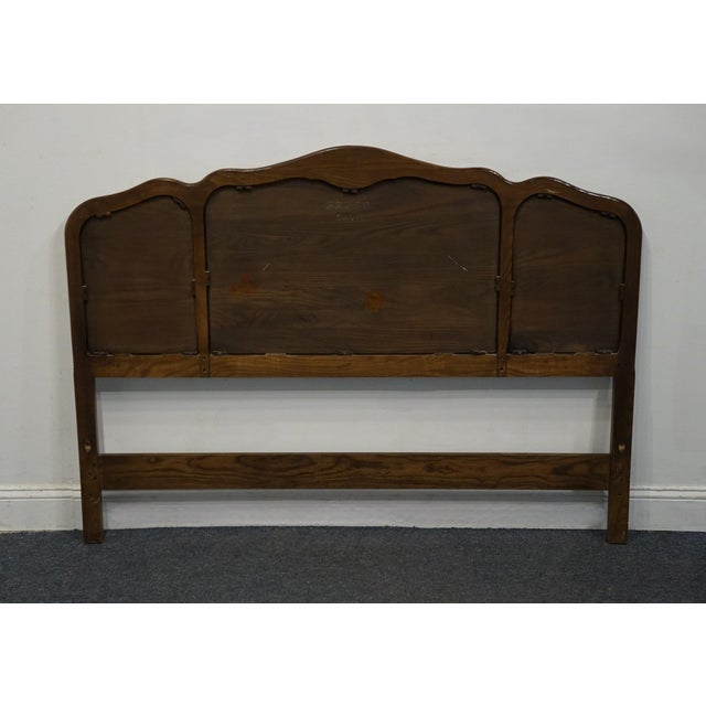 Late 20th Century Davis Cabinet Solid Walnut Country French Provincial Style Queen Size Headboard For Sale - Image 5 of 7