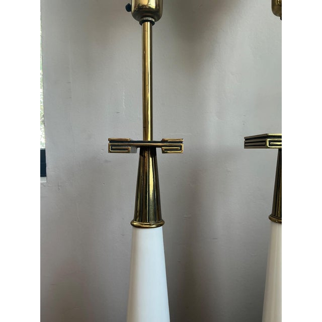 Vintage Tommi Parzinger for Stiffel Greek Key Brass Lamps - A Pair For Sale In West Palm - Image 6 of 16