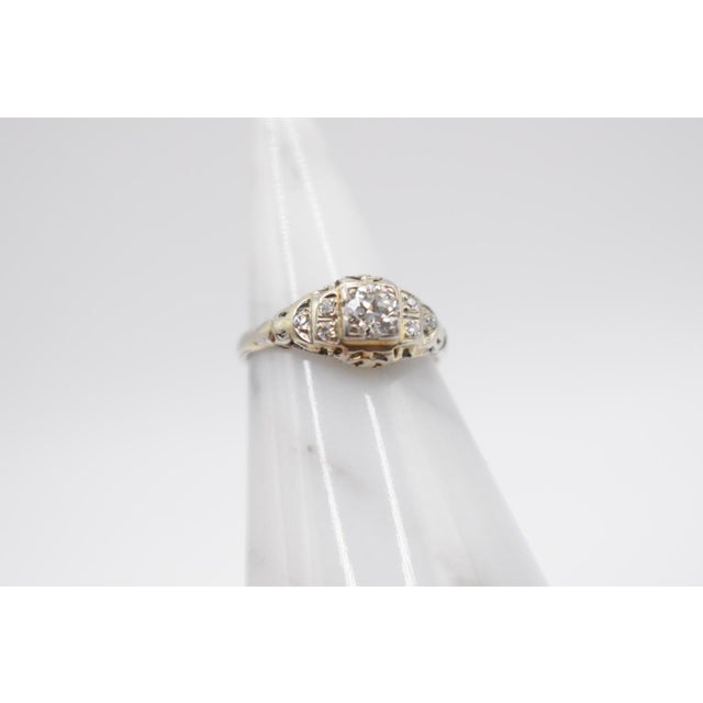 Silver Early 18th Century Art Deco Diamond Ring, Size 5.5 For Sale - Image 8 of 8