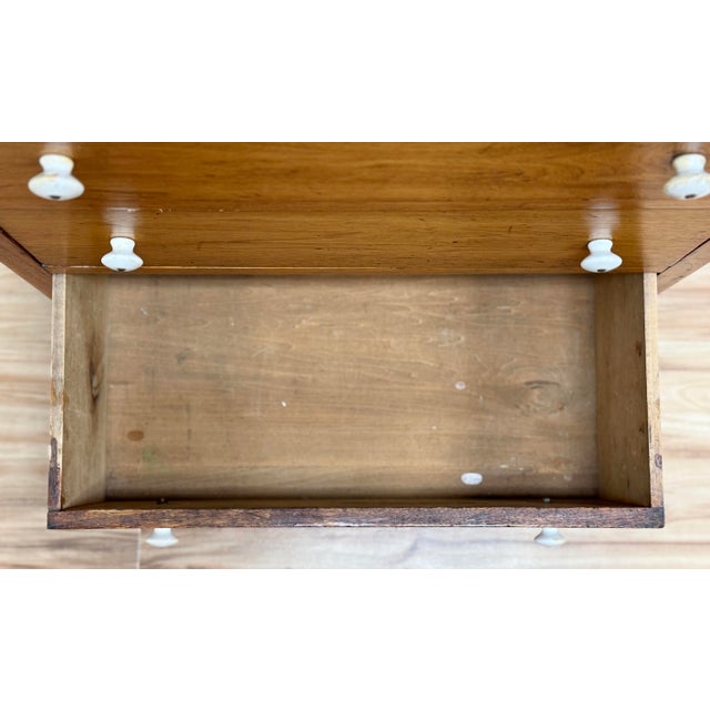 Antique Pine Three Drawer Chest With Porcelain Knobs For Sale - Image 14 of 16