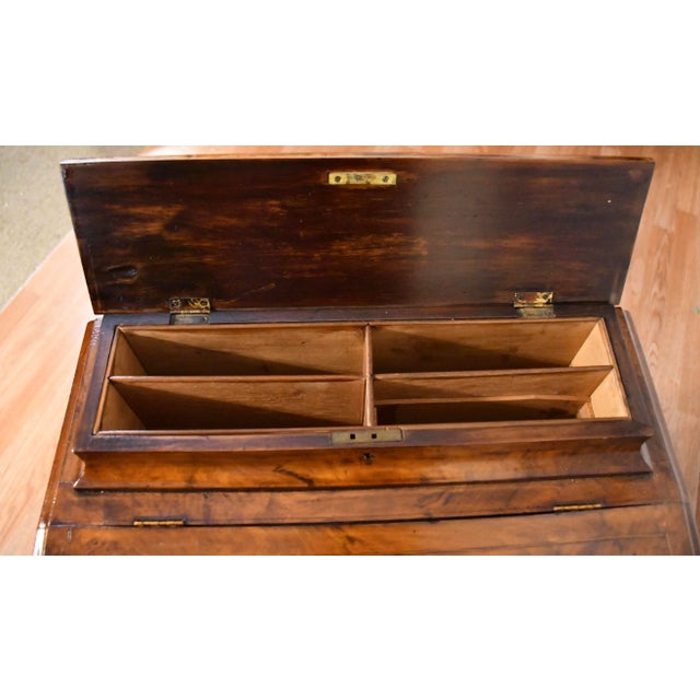 Rare 1870s Antique Victorian Burl Walnut & Leather Surface Davenport Writing Desk For Sale - Image 18 of 18
