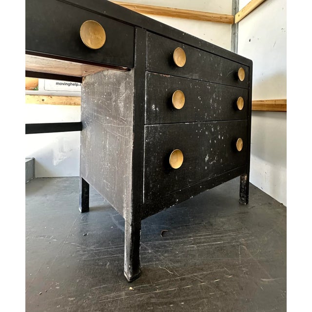 Attributed to All Steel based on product records and catalog reference, this =single pedestal single drawer...