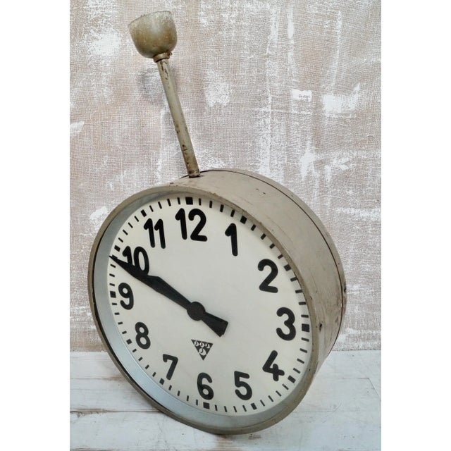 Vintage Double Sided Station Clock from Pragotron, 1953 For Sale - Image 3 of 8