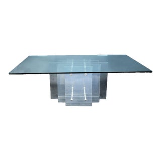 Stacked Lucite Pedestal Dining Table in the Style of Charles Hollis Jones For Sale