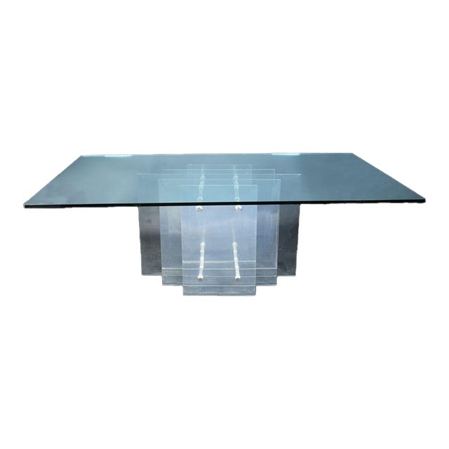 Stacked Lucite Pedestal Dining Table in the Style of Charles Hollis Jones For Sale