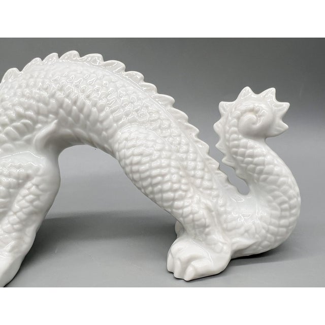 1960s Blanc De Chine Style White Porcelain Dragon Figurine — Chinoiserie / Hollywood Regency For Sale - Image 11 of 12