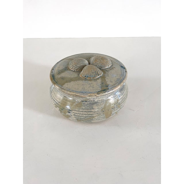Boho Chic Studio Pottery Ceramic Box With Shell Decoration For Sale - Image 3 of 12