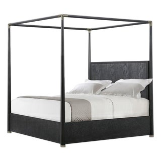 Black Mid Century Canopy Bed - Cal King For Sale