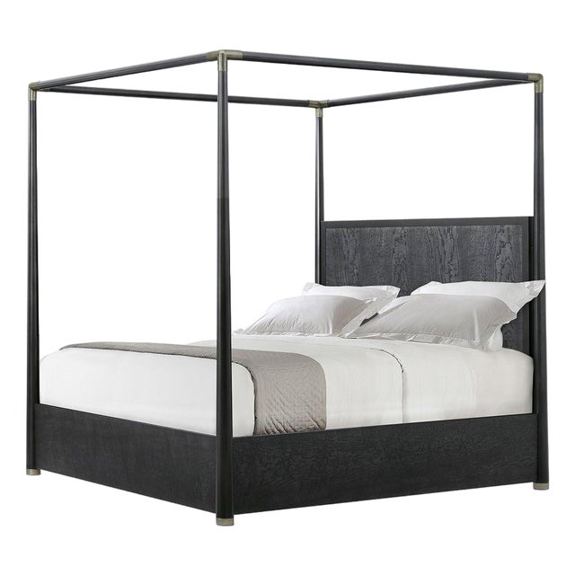 Black Mid Century Canopy Bed - Cal King For Sale
