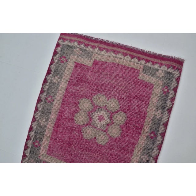 Mid 20th Century Oushak Purple Handknotted Wool Runner For Sale - Image 10 of 10
