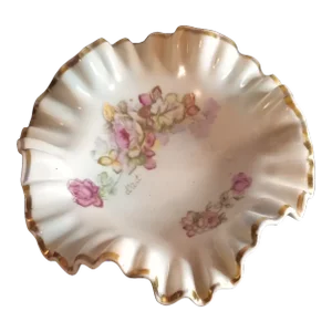 1960s Meissen Hand Painted Gold Trim Ruffled Plate