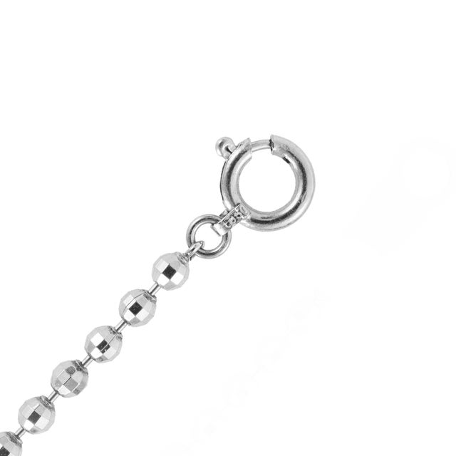 850 Platinum 2.1mm Faceted Diamond Cut Ball Bead Spherical Link Chain Necklace For Sale In Houston - Image 6 of 8