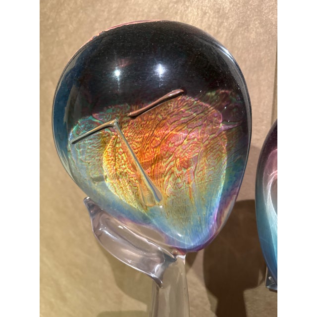 Mid-Century Modern Vintage Dino Rosin "Amanti" Chalcedony Glass Sculpture of Two Faces For Sale - Image 3 of 5