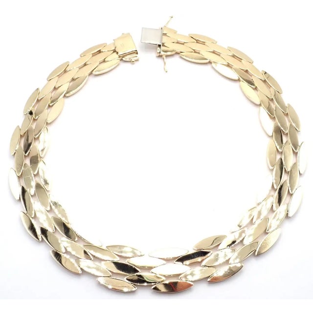 Gold Late 20th Century Cartier Five-Row Gentiane Rice Wide Yellow Gold Link Necklace For Sale - Image 8 of 8