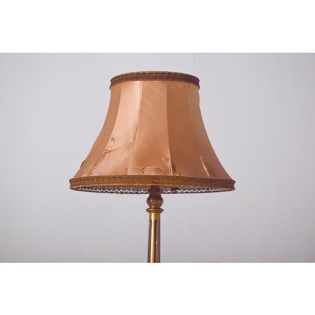 Wood Gilded Wooden Floor Lamp with Fabric Lampshade, 1890 For Sale - Image 7 of 10