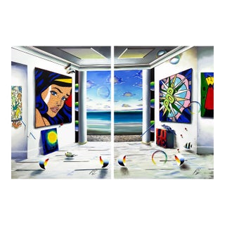 Ferjo, Homage to Pop Art (Diptych), Huge Original Painting on Canvas For Sale