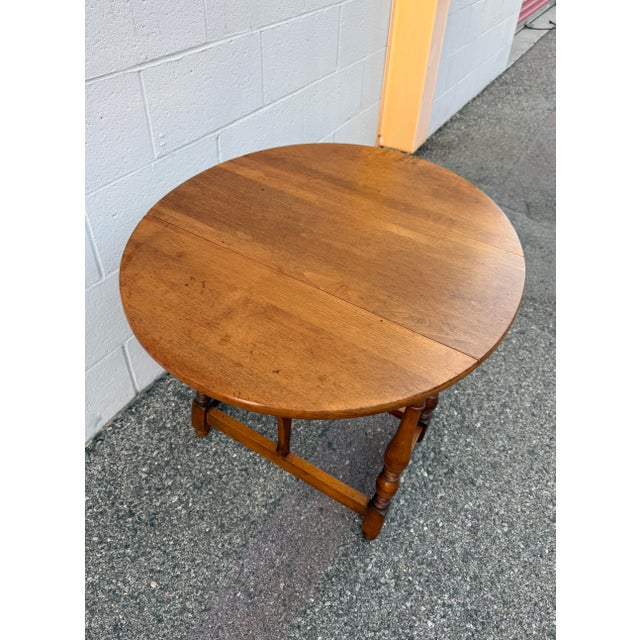 1980s Vintage Maple Drop Leaf Table For Sale - Image 5 of 12