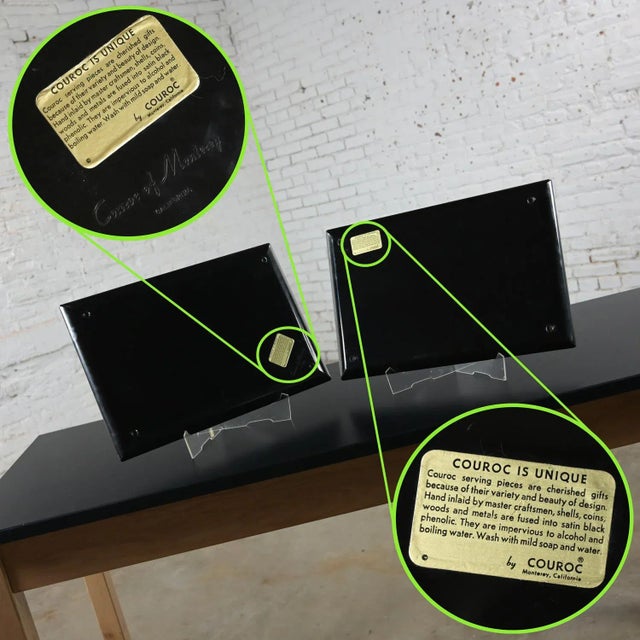 Mid-20th Century Mid-Century Modern Pair Couroc Trays & Orange Vintage Plastic Salad Serving Set For Sale - Image 11 of 12