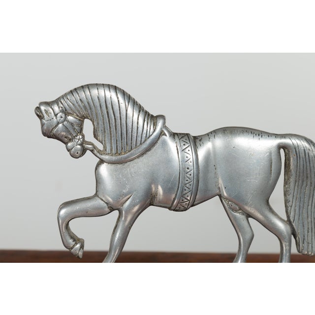 Early 20th Century Pair of English Turn of the Century Metal Bookends Depicting Prancing Horses For Sale - Image 10 of 12