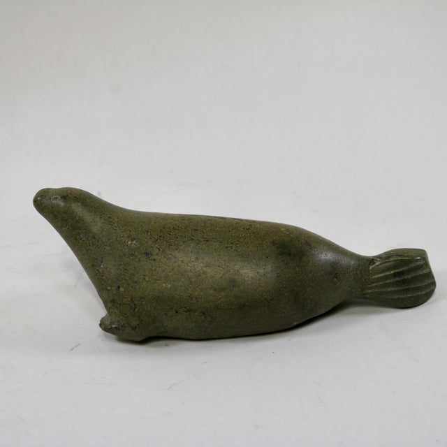 Mid-Century Inuit Soapstone Carving of a Seal For Sale - Image 4 of 8